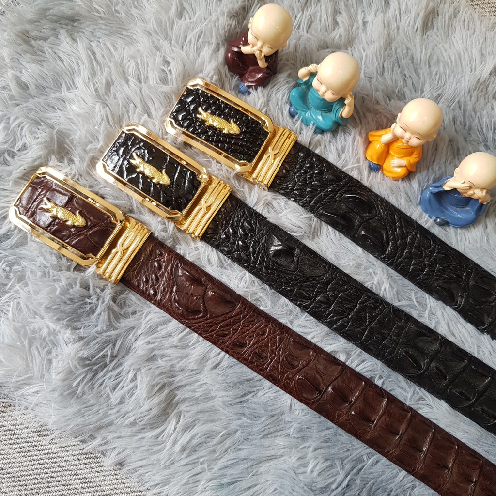 Dây Lưng Cá Sấu 4.0cm, Dây Liền Nguyên Con Không Nối,  Màu Đen I Dây Lưng Da Cá Sấu Gù Lưng, Bảo Hành 24 Tháng