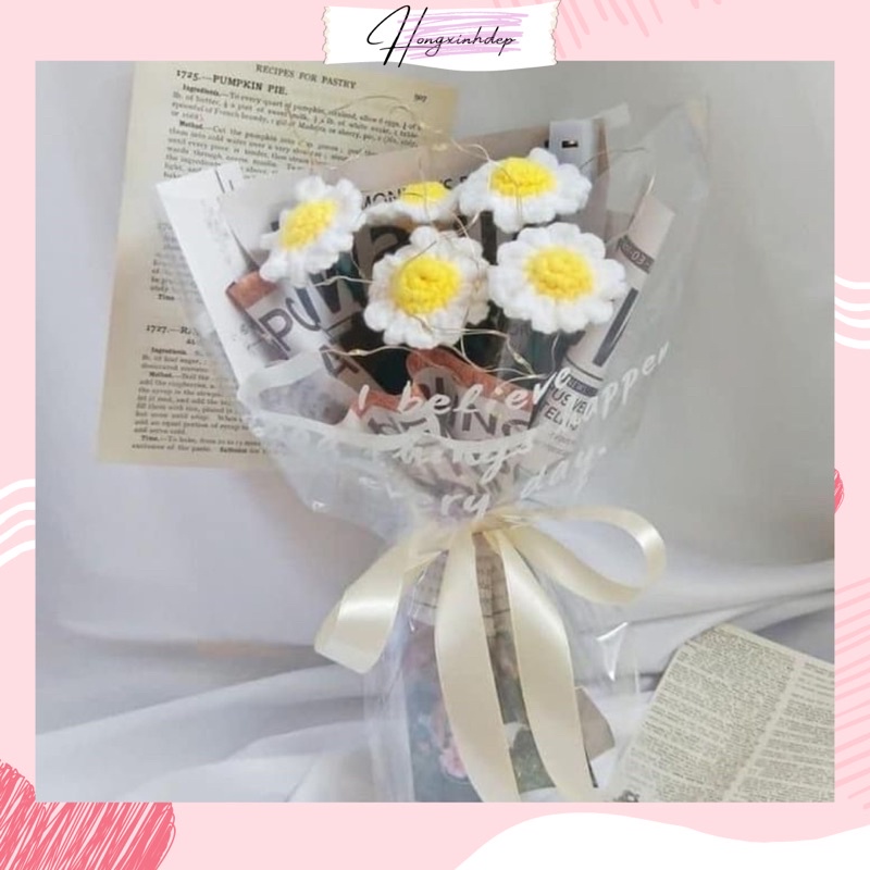 Hoa Cúc Daisy Bằng Len Handmade Tặng Người Yêu, Hoa Cúc Decor Trang Trí
