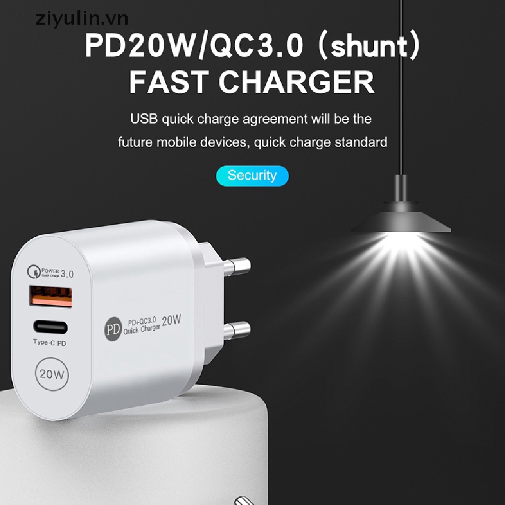 Củ Sạc Nhanh ziyulin Super Si 36W USB C Cho iPhone 13 Type C QC 3.0 PD