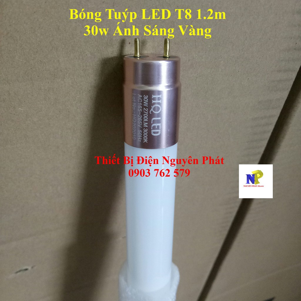 [HQLed] Bóng Tuýp LED T8 1.2m 30w Ánh Sáng Vàng - Bóng Đầu Nhôm Tản Nhiệt Rất Tốt