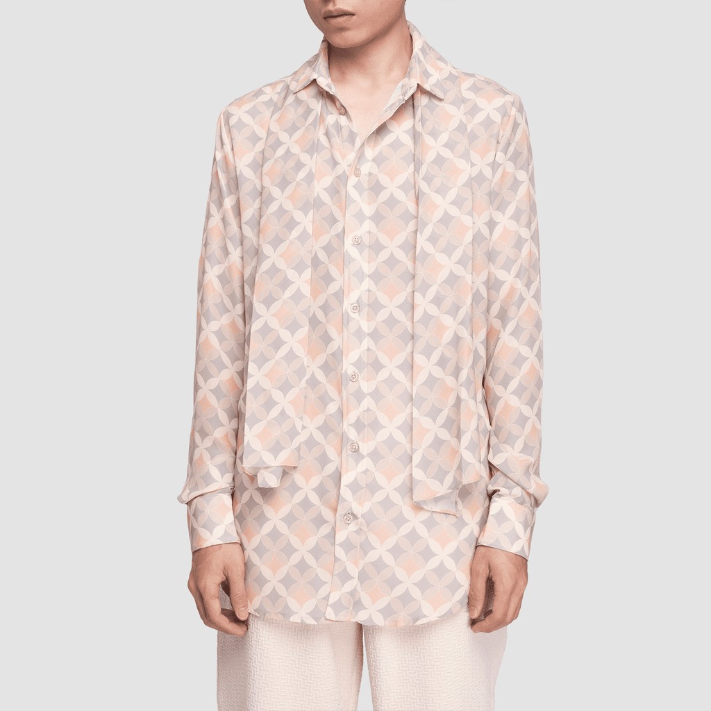 Áo sơ mi lụa unisex có khăn quàng cổ ACID Tile Silk Shirt