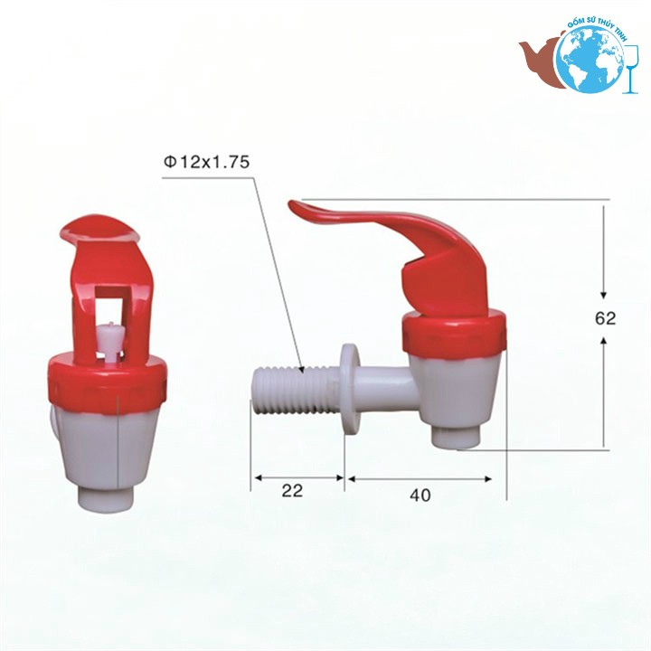 Van chiết rót phi lỗ 12 MÀU ĐỎ dành cho bình ngâm rượu quai xách