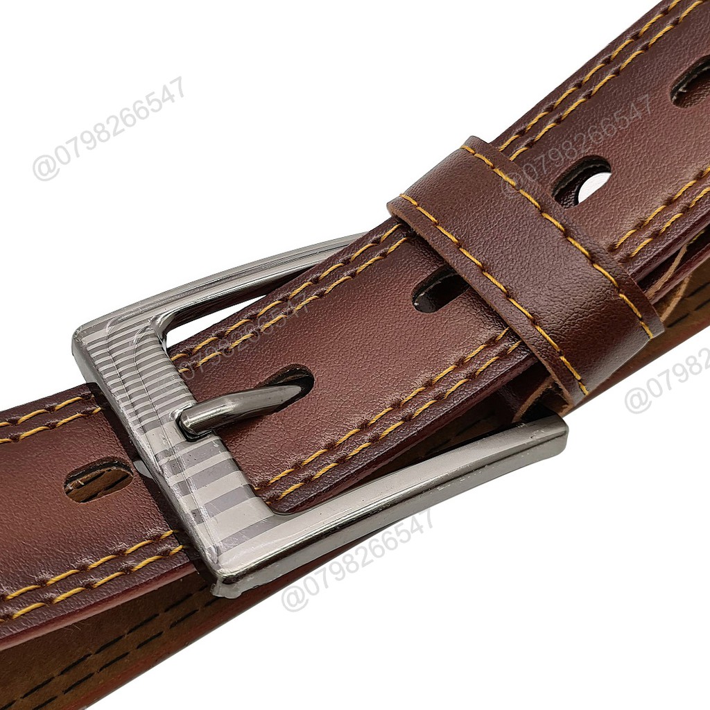 Thắt lưng da nam cao cấp DHM-183 | Khóa kim màu bạc nam tính | đục lỗ nguyên dây | Bảo hành 12 tháng