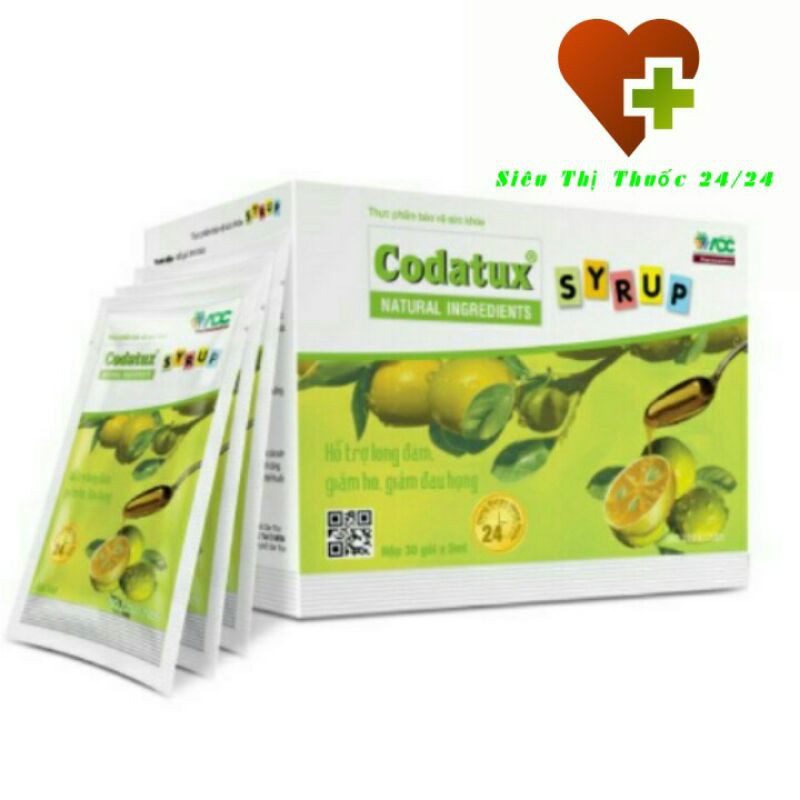 (SIÊU THỊ 24H)Codatux Syrup Hộp 30 Gói Hổ Trợ Ho Long Đờm