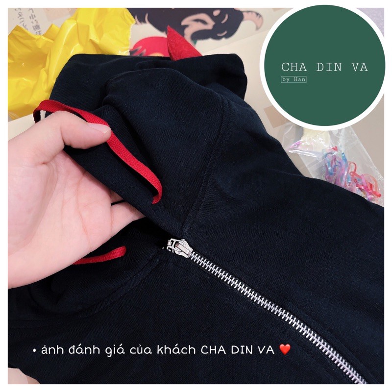 Áo khoác nữ . Hoodie trơn đen vải nỉ Form rộng tay bồng ❤ Made in ChaDinVa