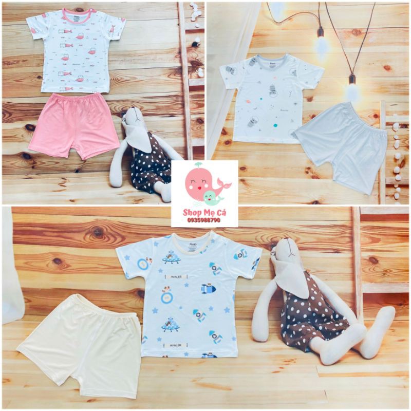 (Avaler chính hãng) Bộ cộc tay sợi tre Avaler (9m-4y) - ảnh cận chất vải