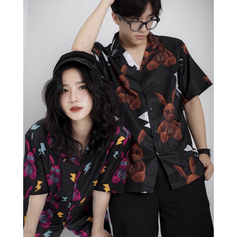 Áo Sơ Mi Ngắn Tay Nam/Nữ THỎ BAD | SƠ MI LỤA CNK 100% | SIZE 40-100KG