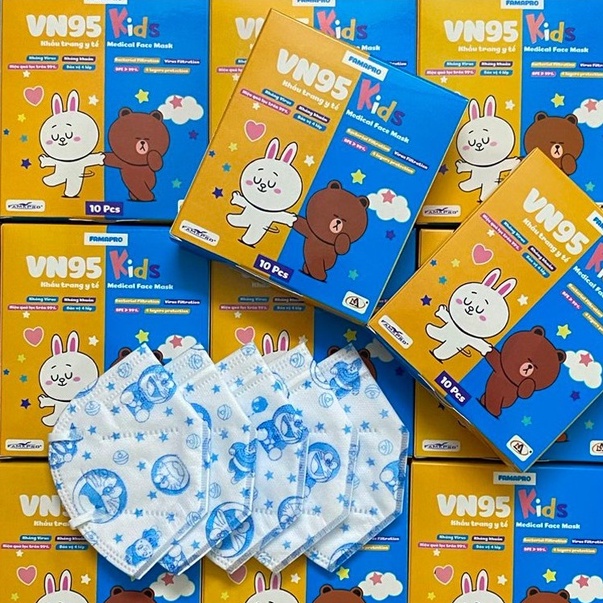 Khẩu trang vn95 cho bé FAMAPRO NAM ANH 4 lớp giấy kháng khuẩn(hộp 10c)