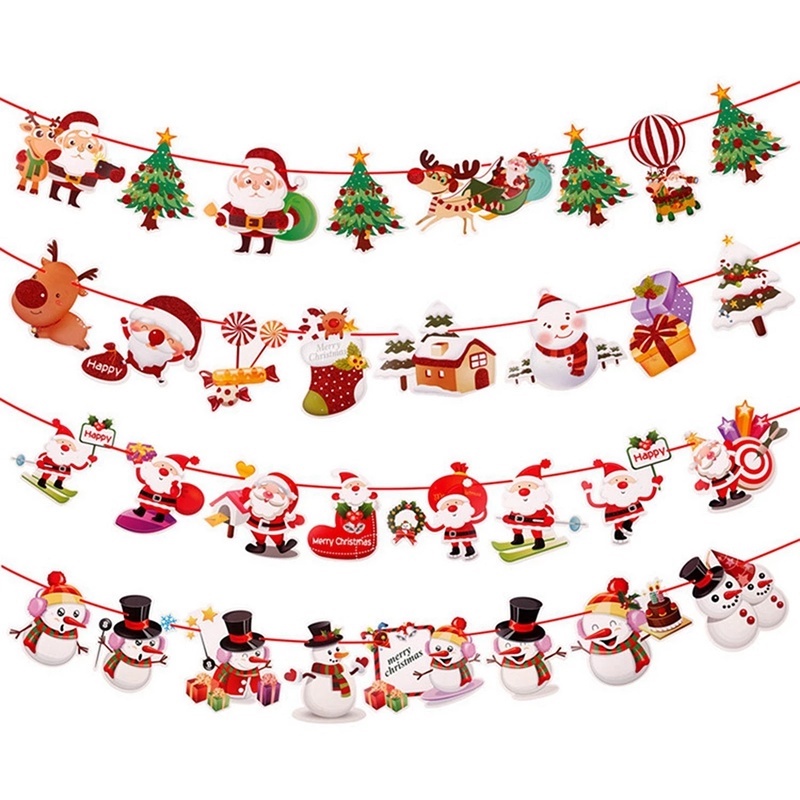 Dây Treo Trang Trí Giáng Sinh Hình Ông Già Noel / Hoạt Hình Bằng Giấy Xinh Xắn