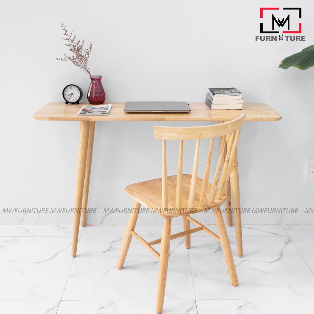 COMBO BÀN GHẾ GỖ CAO SU LÀM VIỆC - LONG TABLE + WINSOR CHAIR SIZE - NỘI THẤT CĂN HỘ