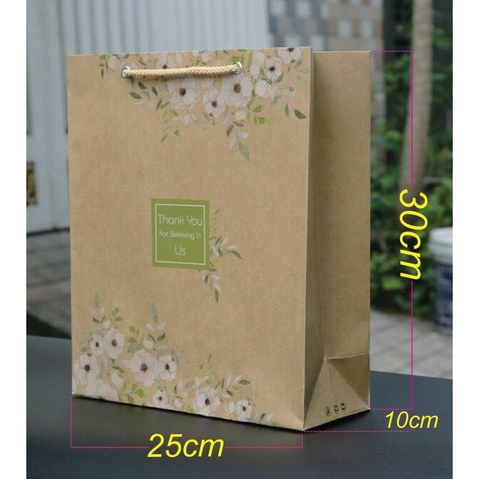 Túi giấy kraft môi trường đựng quà tặng - 30 x 25 x 10 cm