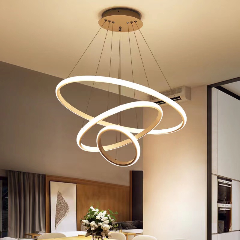 Đèn thả trang trí 3 vòng 3 chế độ màu ánh sáng tiện dụng dùng cho phòng khách, bàn ăn