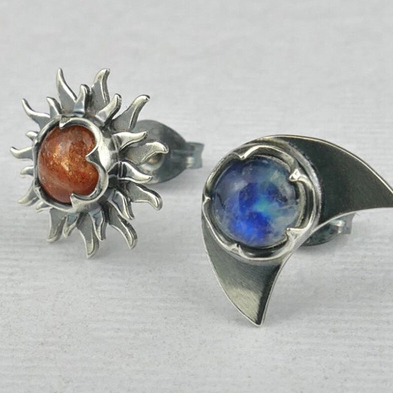 Đôi Khuyên Tai Đính Đá Mặt Trăng Mặt Trăng Thời Trang Cho Nữ