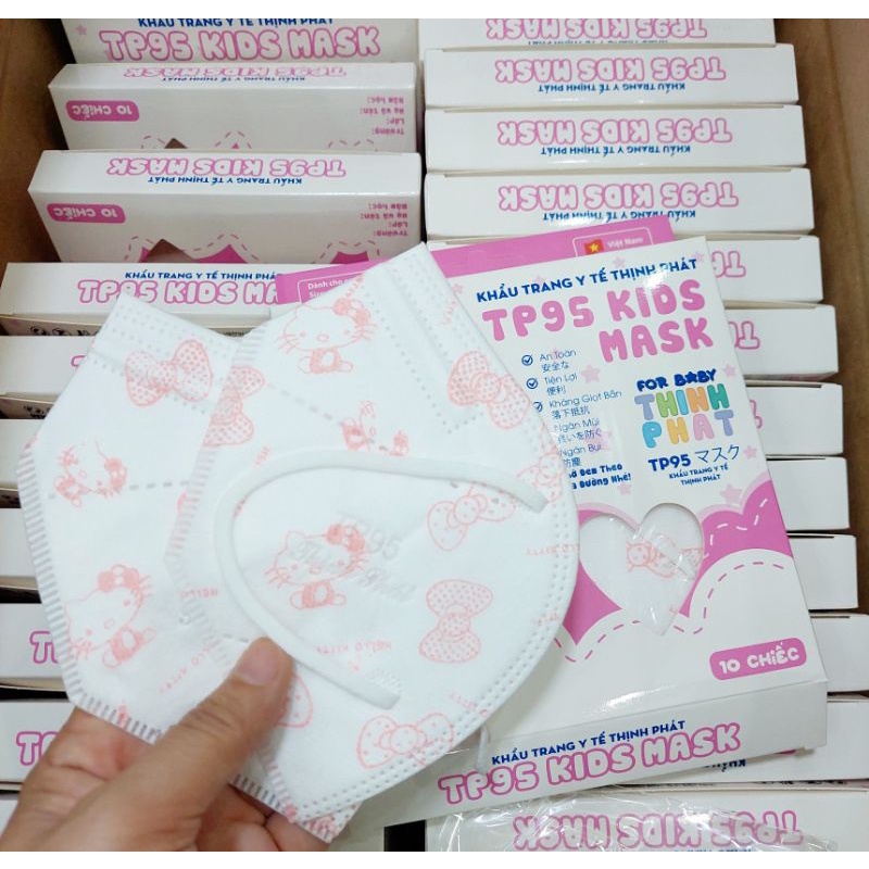 Hộp 10 cái khẩu Trang 5 lớp thoáng khí không chạm môi và mũi của Trẻ dễ hô hấp (Trẻ em từ 7_12 tuổi)