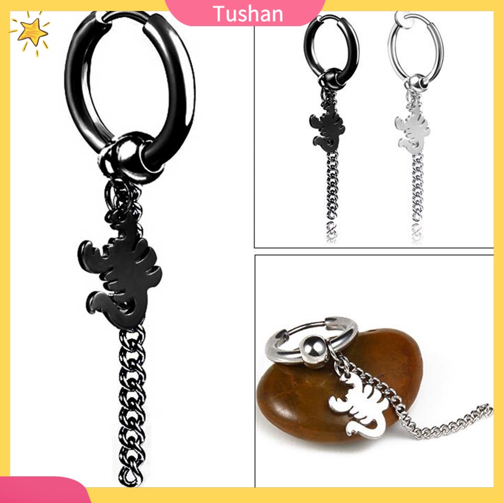 Khuyên tai dạng xỏ/ kẹp dài bằng thép không gỉ cho nam và nữ