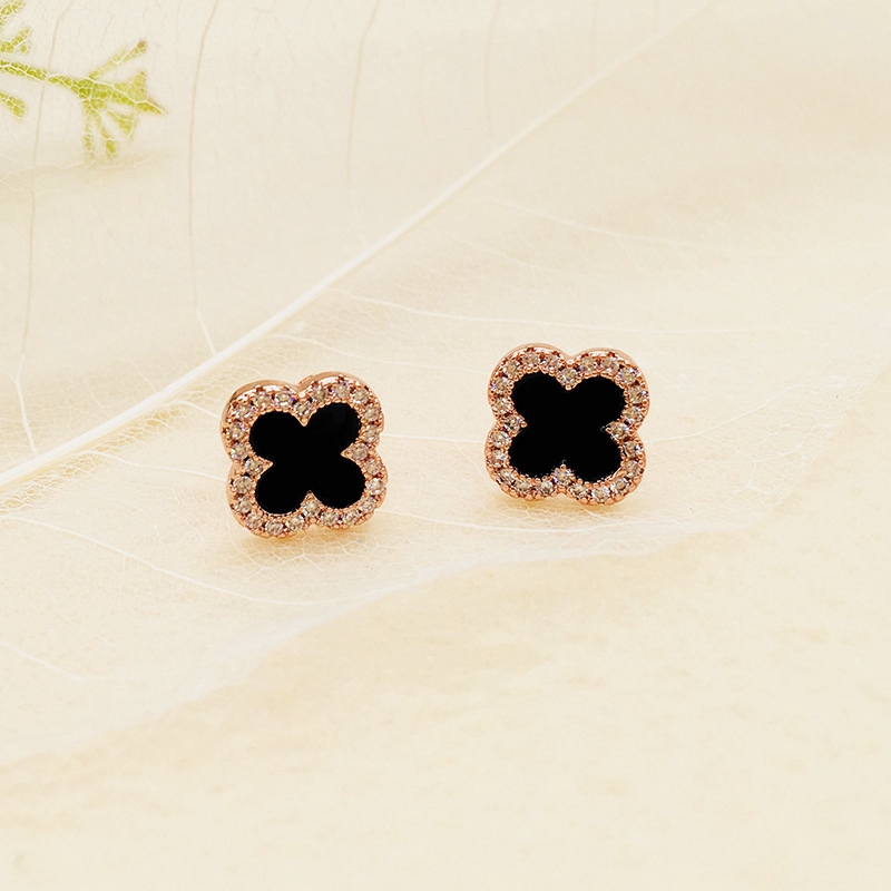 925 Silver Clover Shaped Earrings with Luxury Gemstones