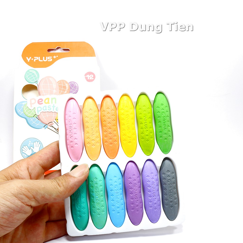 Bộ sáp hữu cơ 12 màu an toàn cho bé/ Sáp không bẩn tay PEANUT PASTEL