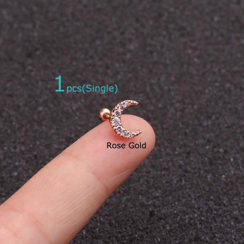 1 Khuyên Tai Hình Mặt Trăng Nhỏ Dài 6mm 20g