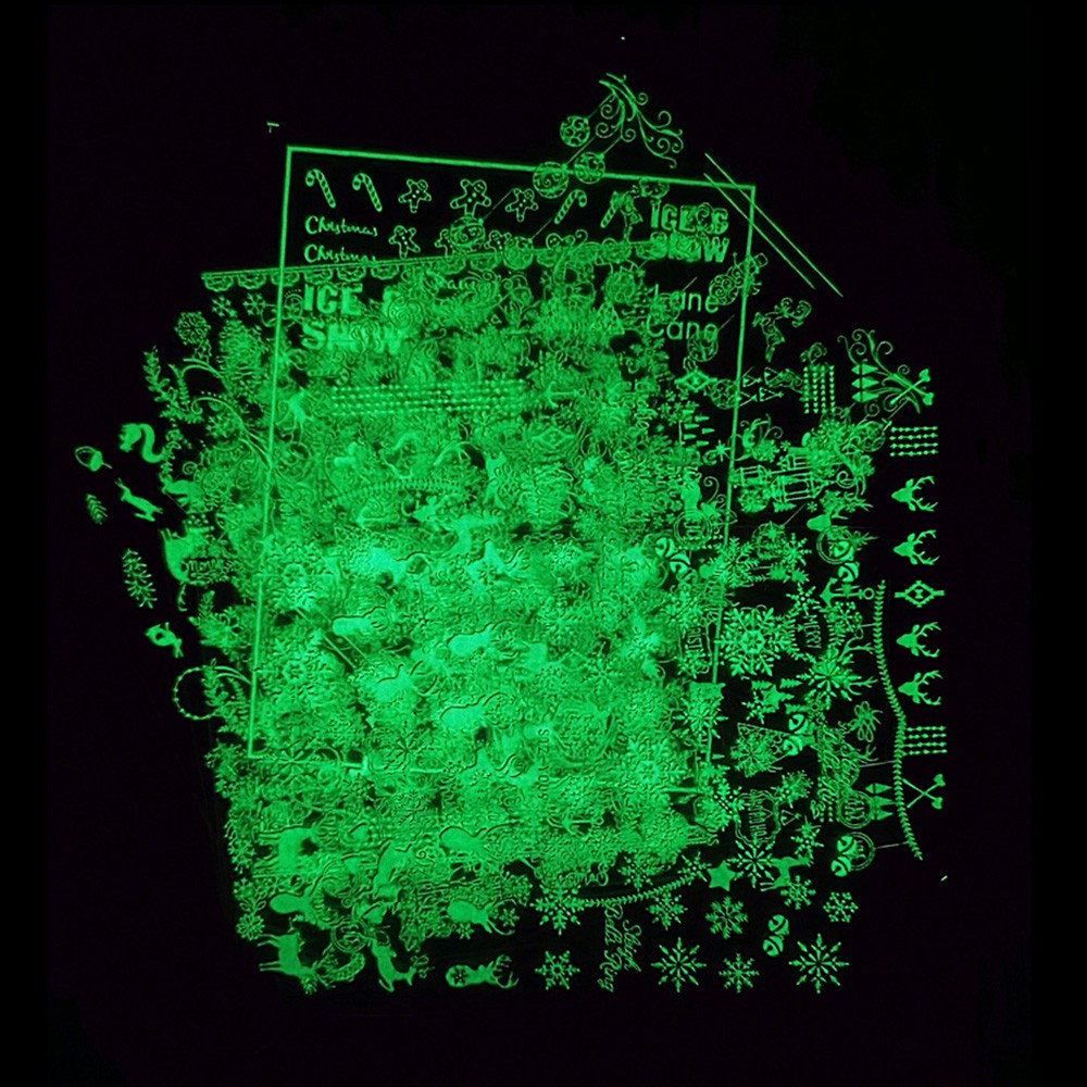 [Hàng mới về] Nhãn dán trang trí móng nghệ thuật họa tiết bông tuyết 3D phát quang trong bóng tối