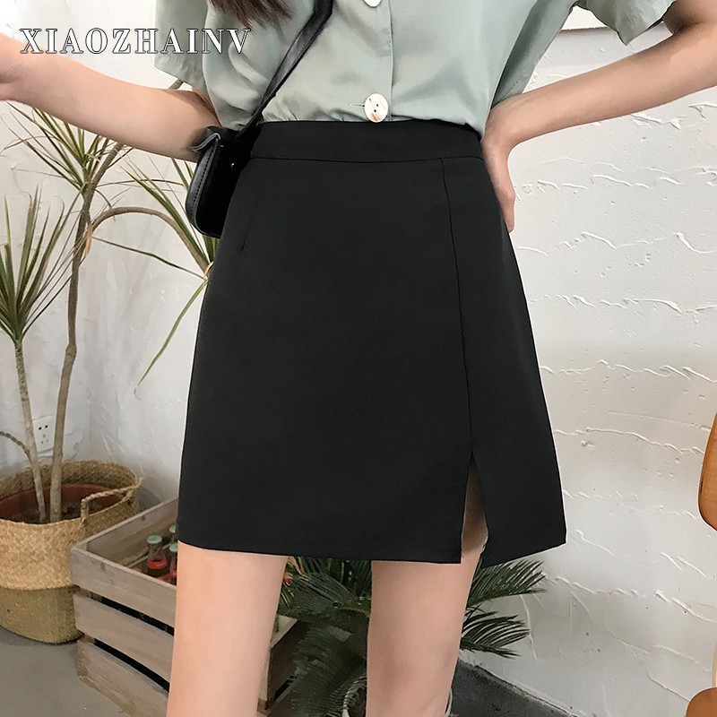 Xiaozhainv Chân váy lưng cao phong cách Hàn Quốc