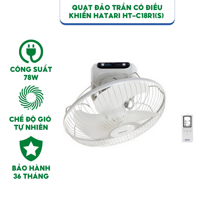 Quạt đảo trần có điều khiển Hatari HT-C18R1 xuất xứ Thái Lan - Hàng chính hãng bảo hành 36 tháng