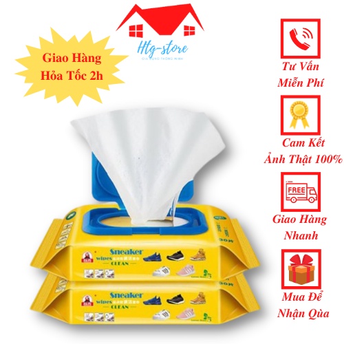 Khăn giấy ướt lau giầy thần thánh sneaker quick wipes gói 30 miếng siêu sạch, siêu trắng- khăn giấy ướt vệ sinh giầy.