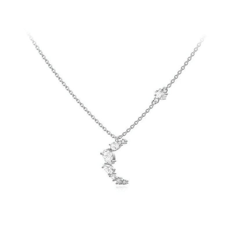 Vòng cổ bằng bạc S925 mặt dây hình ngôi sao mặt trăng thời trang cho nữ