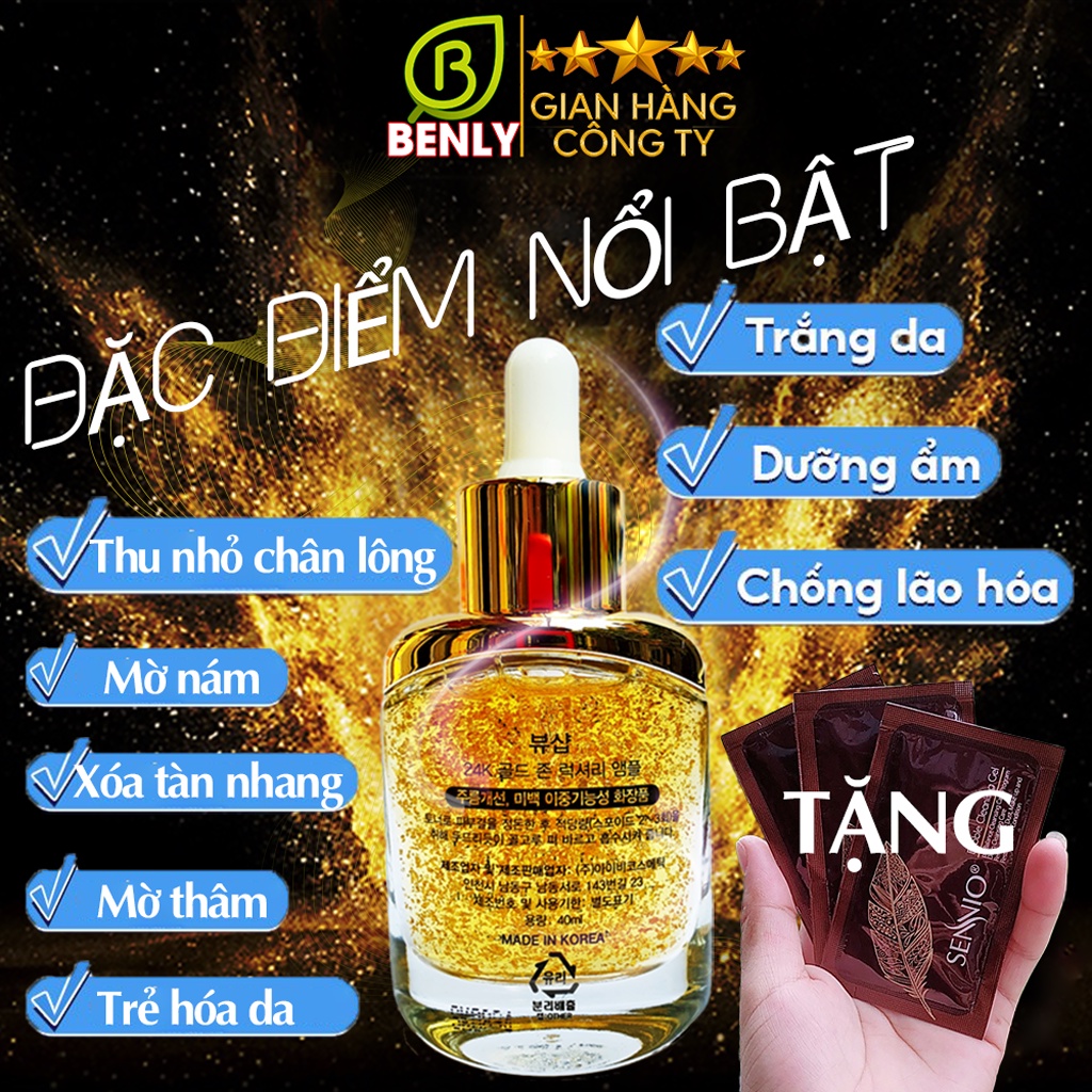 Tinh chất vàng 24k trắng da và ngăn ngừa mụn - collagen Beau Shop -24k Gold Zone Luxury Ampoule- Collagen Gold Luxury