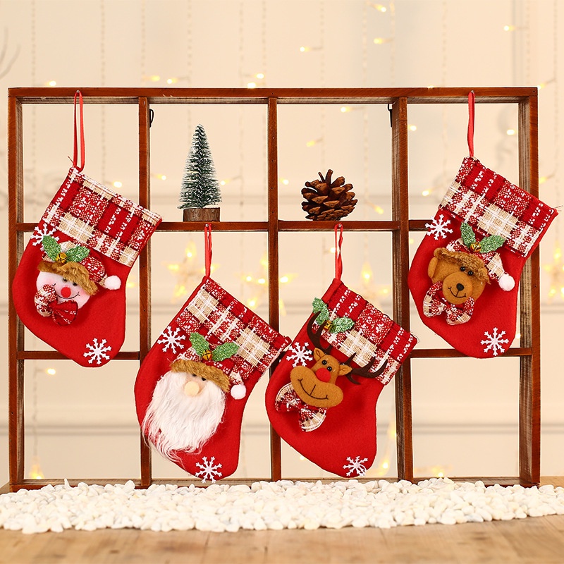 Tất Treo Đựng Quà Giáng Sinh Nhiều Kiểu Dáng / Người Tuyết / Tuần Lộc Dễ Thương Trang Trí Cây Thông Noel