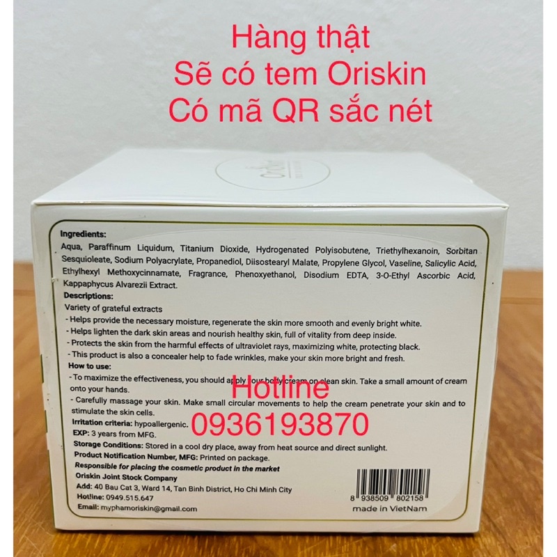 ✅ Kem Dưỡng Trắng Da Body Oriskin Body Skin Up Whitening Cream  [CHÍNH HÃNG] ❤️ Oriskin Body Dưỡng Trắng Da Toàn Thân