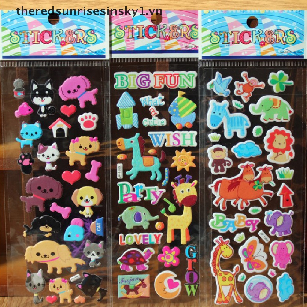 Set 10 tấm sticker dán trang trí hình hoạt hình 3D cho bé trai