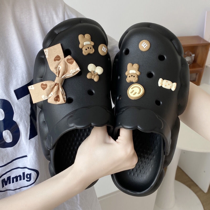 Jiashucheng Giày Sandal Đục Lỗ Đế Dày Chống Trượt Thời Trang Đi Biển Cho Nữ