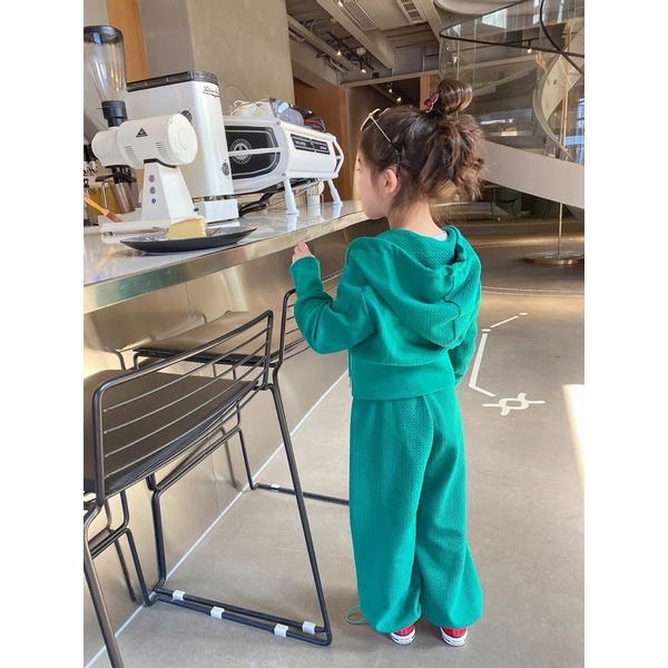 Set bộ bé gái mũ khoá 2 màu trơn