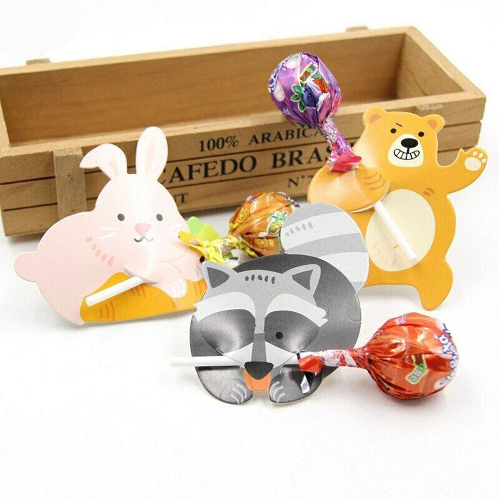 Set 50 Tấm Thẻ Kẹo Mút Hình Gấu Koala Thỏ Làm Quà Tặng Cho Bé