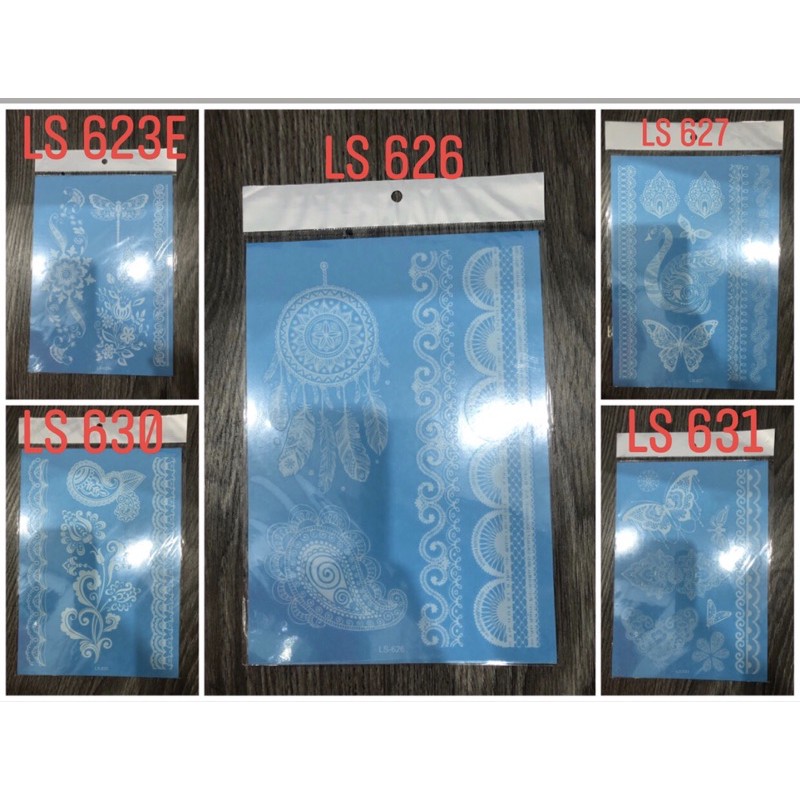 Miếng Dán Hình Xăm Henna Ren Trắng Chống Nước