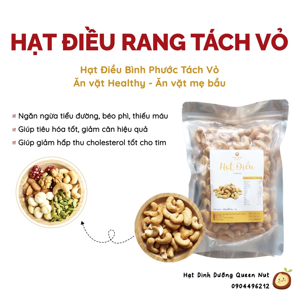 Hạt Điều rang tách vỏ 500g - Ăn vặt mẹ bầu / Ăn vặt healthy /  Giảm cân