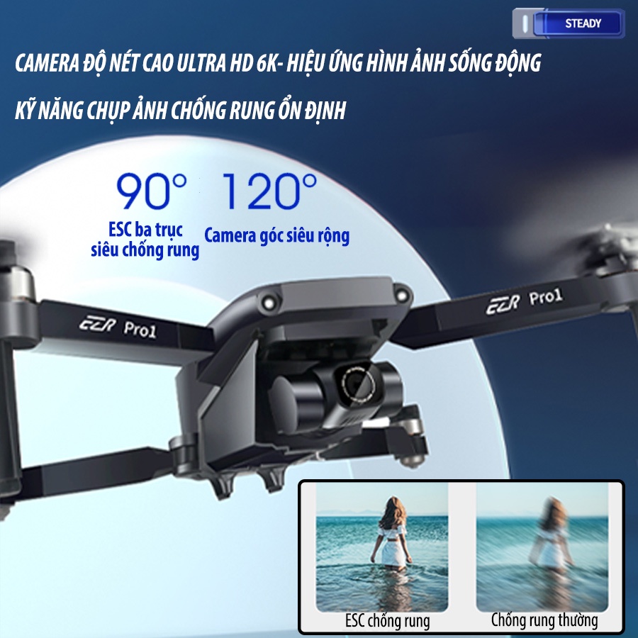 Máy Bay Flycam chuyên nghiệp camera Kép 6k động cơ không chổi than định vị GPS tự quay đầu cảm biến chống va chạm rung