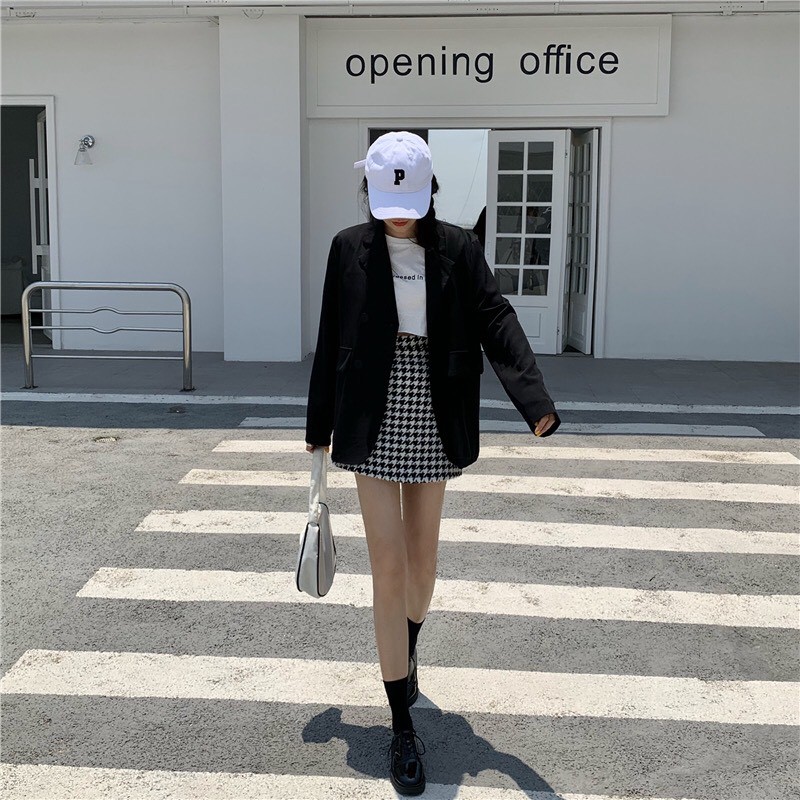 {HCM / CÓ SẴN} ÁO KHOÁC BLAZER CHO NỮ THỜI TRANG ULZZANG HÀN QUỐC ĐEN TRƠN