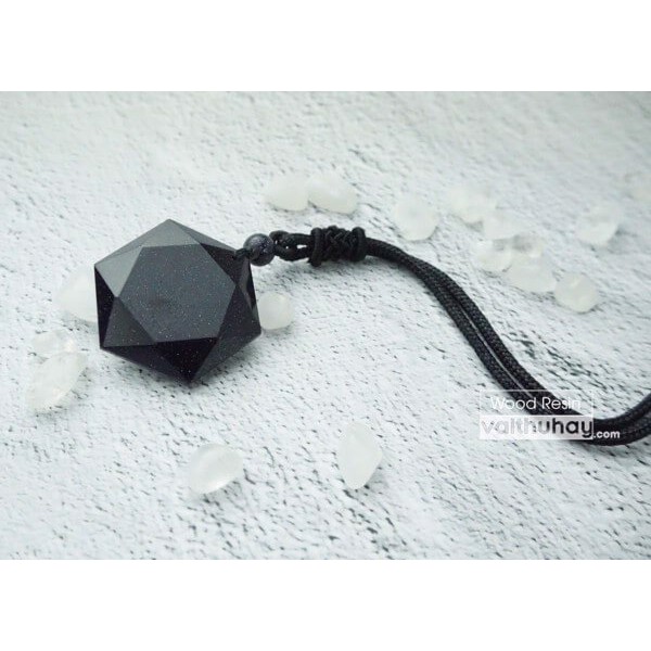 Vòng đeo dây chuyền đá núi lửa Obsidian - Handmade