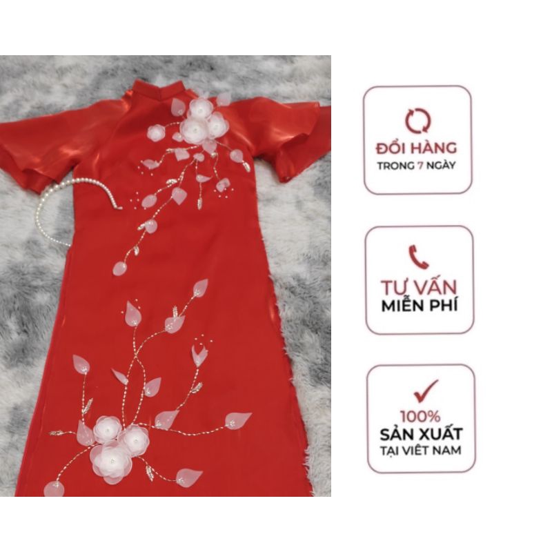 Áo dài cách tân nữ đính đá thêu hoa 3D-Áo dài cách tân đẹp