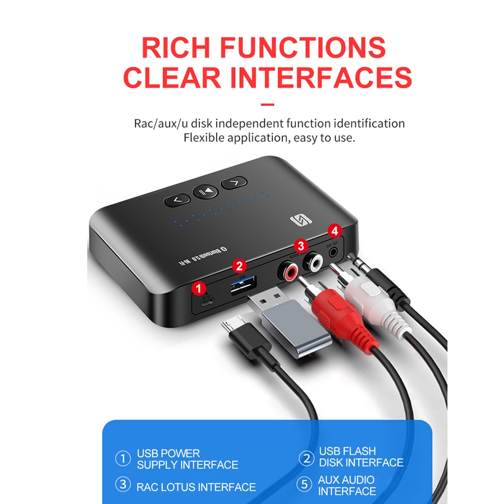 Bộ Thu Tín Hiệu Bluetooth 5.0 NFC 3.5mm AUX Không Dây Dài 15m + Điều Khiển Từ Xa Cho Loa Xe Hơi
