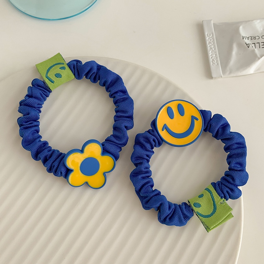 Dây Buộc Tóc Cao Su Co Giãn Họa Tiết Bông Hoa Mặt Cười Dễ Thương 2022