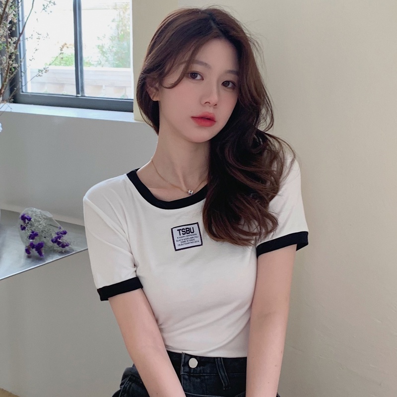 SUXI Áo Thun Cổ Tròn Dáng Rộng In Chữ Đơn Giản Thời Trang Mùa Hè Cho Nữ