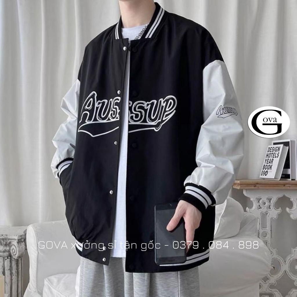 Áo Khoác Bomber Dù THÊU AUSSUP Cao Cấp Form Rộng Nam Nữ Ulzzang Unisex Thời Trang GOVA