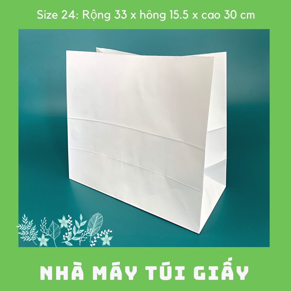 10 CHIẾC TÚI GIẤY KRAFT SIZE 24: 33x15.5x30 CM MÀU TRẮNG KHÔNG QUAI ( ẢNH THẬT)