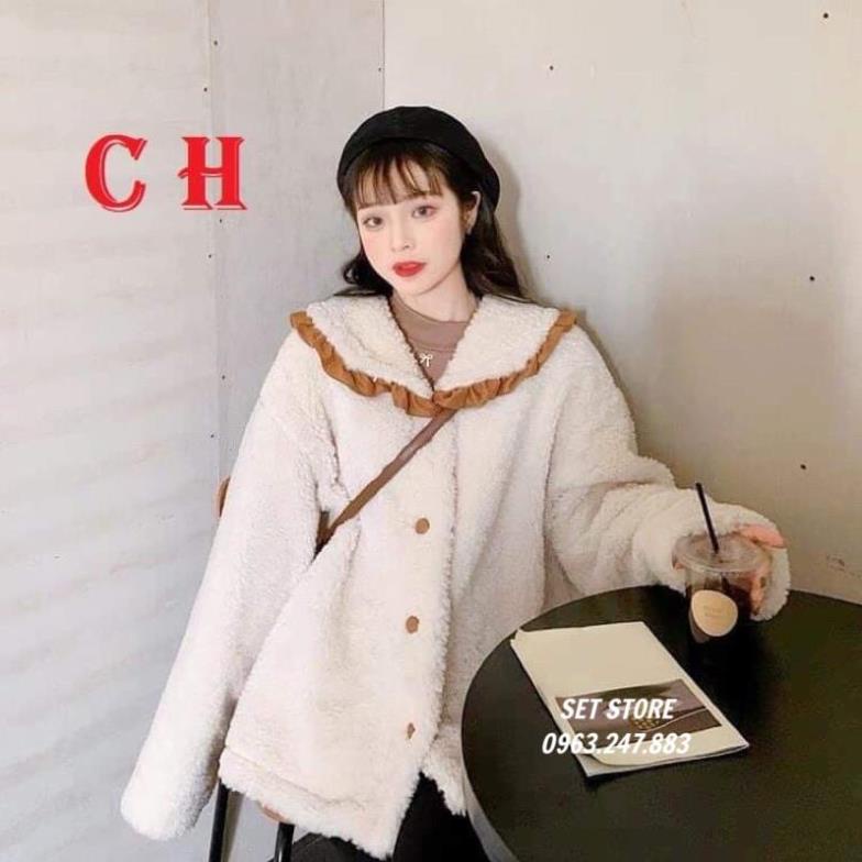 Áo Khoác Lông Cadigan Viền Cổ, Cổ Bẻ Thời Trang Mùa Đông,Áo nỉ Sweater Hàn Quốc