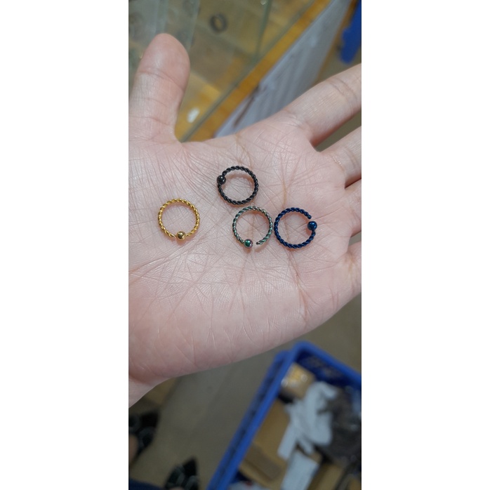 1 CHIẾC Khuyên tròn 1 bi có gân màu LOẠI BẺ NGANG NHIỀU MÀU