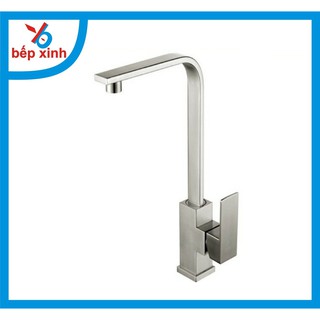 Vòi rửa bát, vòi rửa chén nóng lạnh inox 304 thân vuông, kiểu dáng sang trọng