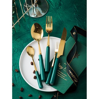 SET THÌA DAO DĨA INOX 304 MẠ VÀNG