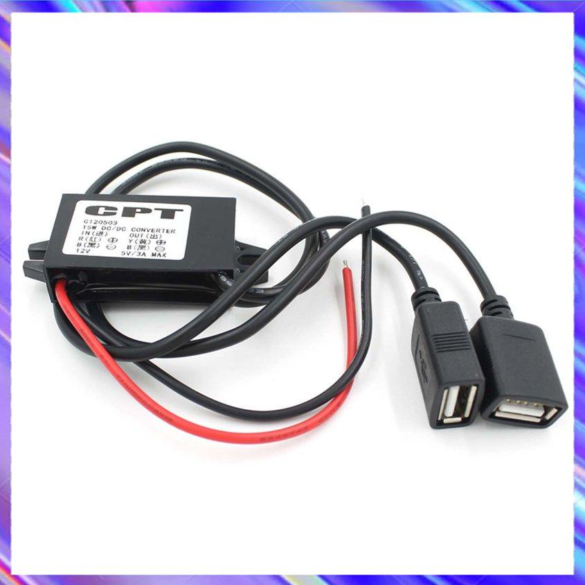 Converter 12V To 5V 3A Double 2 USB To Auto Power Regulator Voltage